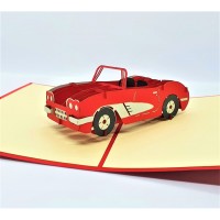 Handmade 3d Pop Up Card Red Sport Vintage Convertible Car,happy Birthday,father's Day,graduation,pass Driving Test,leaving,moving,boyfriend